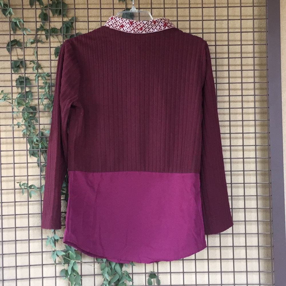 009 NWT!!{Kas New York}Sm Wine Sweater w/Beaded Collar - Picture 3 of 7